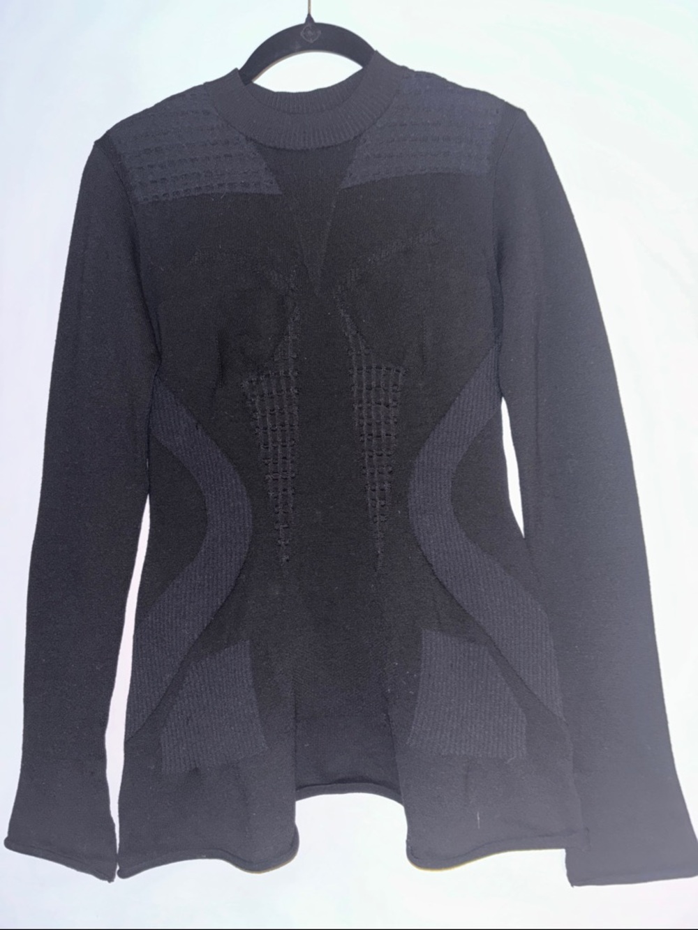 Louis Vuitton Black Sculpted Knit Long Sleeve Top size s